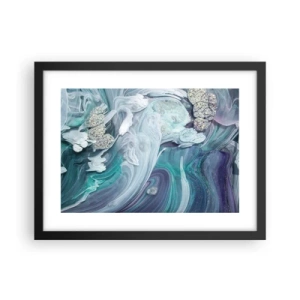 Affiche dans un cadre noir - Poster - Courants bleus - 40x30 cm
