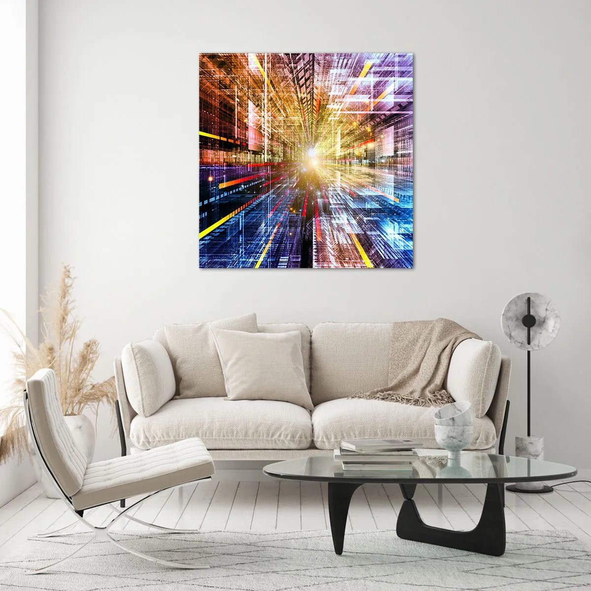 Impression sur verre - Image sur verre - Couloir lumineux - 60x60 cm