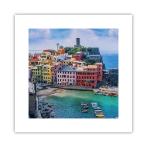 Affiche - Poster - Petite ville magique de méditerranée - 30x30 cm