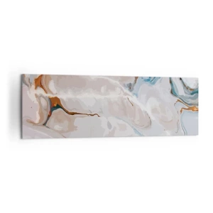 Impression sur toile - Image sur toile - Motif abstrait dans les tons de blanc et de bleu - 160x50cm - Le bleu serpente sous le blanc - Décoration murale moderne pour le salon et la chambre ARTTOR