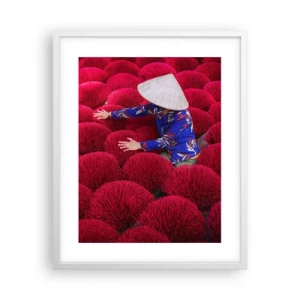 Affiche dans un cadre blanc - Poster - Dans un champ de riz - 40x50 cm