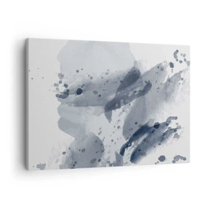 Impression sur toile - Image sur toile - Taches abstraites dans des tons bleus sur fond clair - 70x50cm - Étude de la nature de l'eau - Décoration murale moderne pour le salon et la chambre ARTTOR