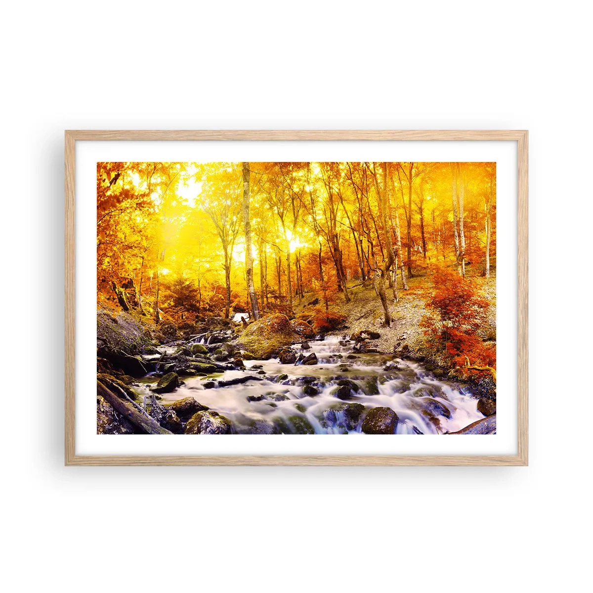 Affiche dans un chêne clair - Poster - Pierres serties d'or et de platine - 70x50 cm