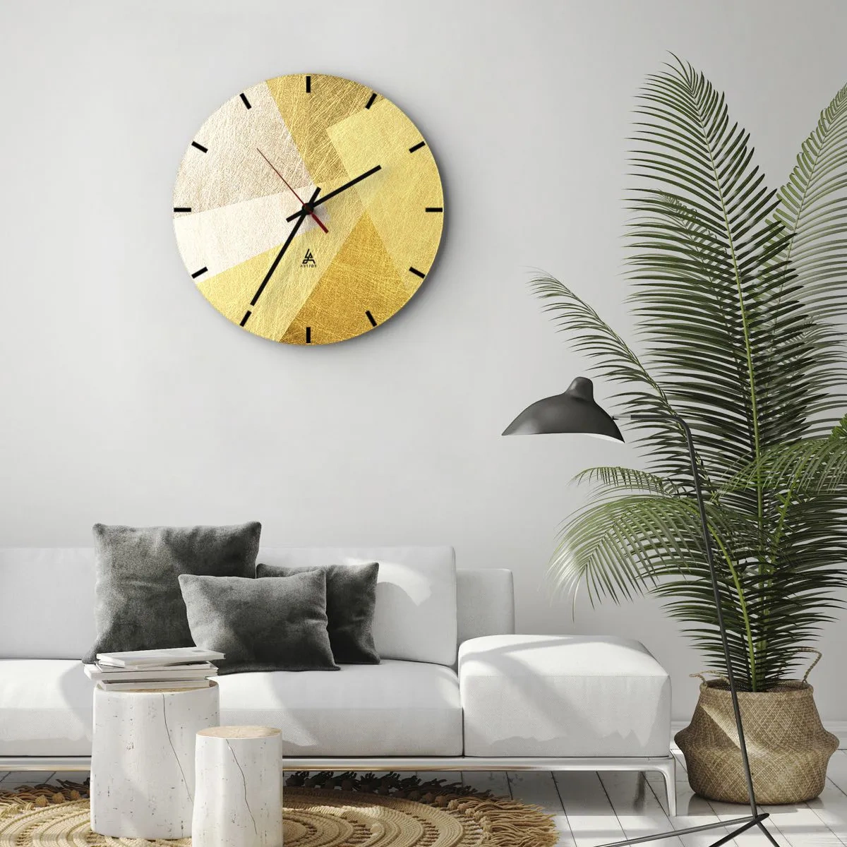 Horloge murale - Pendule murale - Formes géométriques dorées dans une composition moderne - 30x30cm - Météo géométrique - Décoration murale moderne pour le salon, la cuisine et la chambre ARTTOR