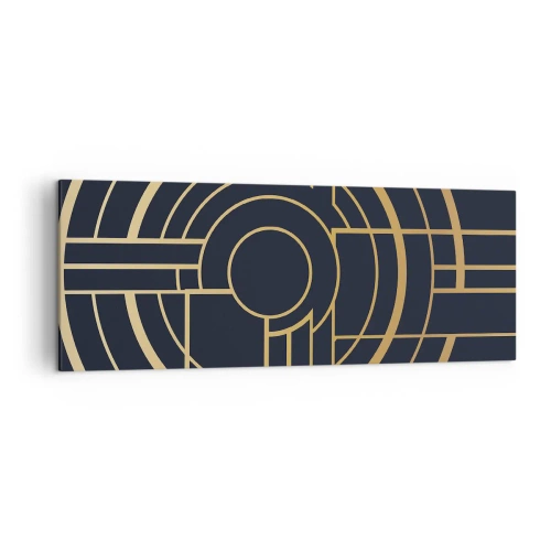 Impression sur toile - Image sur toile - Motif géométrique avec des lignes dorées - 140x50cm - Rotation des éléments - Décoration murale moderne pour le salon et la chambre ARTTOR