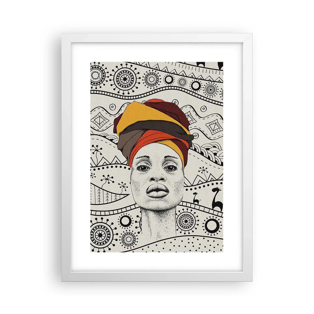Affiche dans un cadre blanc - Poster - Portrait Africain - 30x40 cm