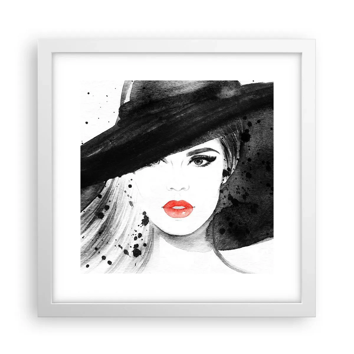 Affiche dans un cadre blanc - Poster - Dame en noir - 30x30 cm