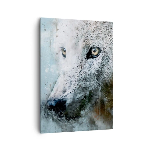 Impression sur toile - Image sur toile - Portrait à l'aquarelle d'un loup - 50x70cm - Rencontrez l'âme du loup - Décoration murale moderne pour le salon et la chambre ARTTOR