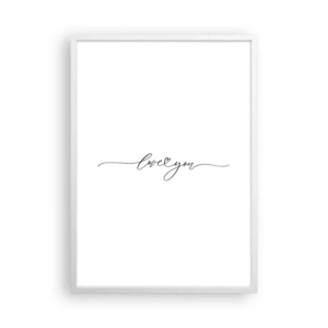 Affiche dans un cadre blanc - Poster - Noir sur blanc - 50x70 cm