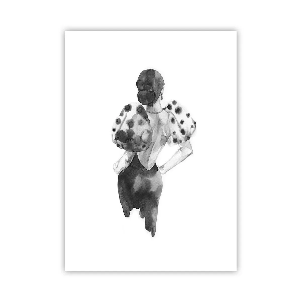 Affiche - Poster - Silhouette élégante d'une femme en noir avec un accent élégant - 50x70cm - Elle est passée juste à côté - Décoration murale moderne pour le salon et la chambre ARTTOR
