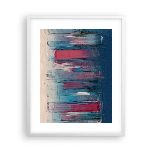Affiche dans un cadre blanc - Poster - Composition verticale en bleu et rouge - 40x50 cm