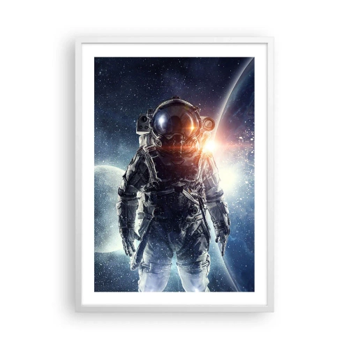 Affiche dans un cadre blanc - Poster - Aventure spatiale - 50x70 cm