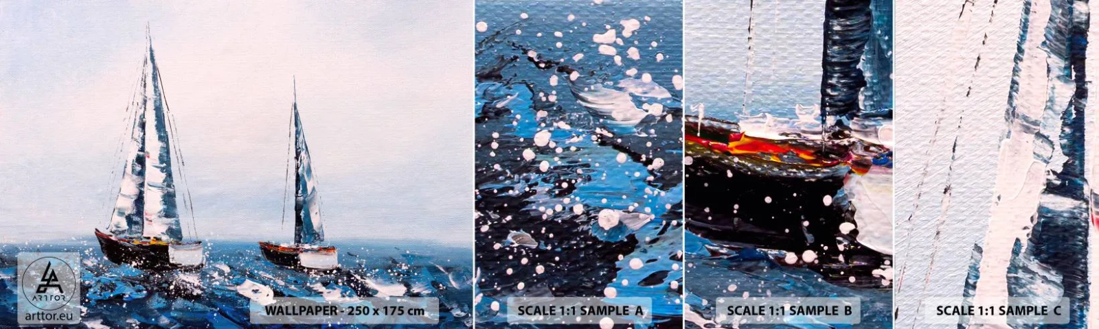 Échantillon De Papier Peint Standard Eco - Confrérie du vent - Voiliers, Paysage, Bord de mer - 100x30 cm