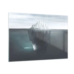 Impression sur verre - Image sur verre - Un iceberg avec un plongeur explorant la partie sous-marine - 100x70cm - Mystère sous-marin - Décoration murale moderne pour le salon et la chambre ARTTOR