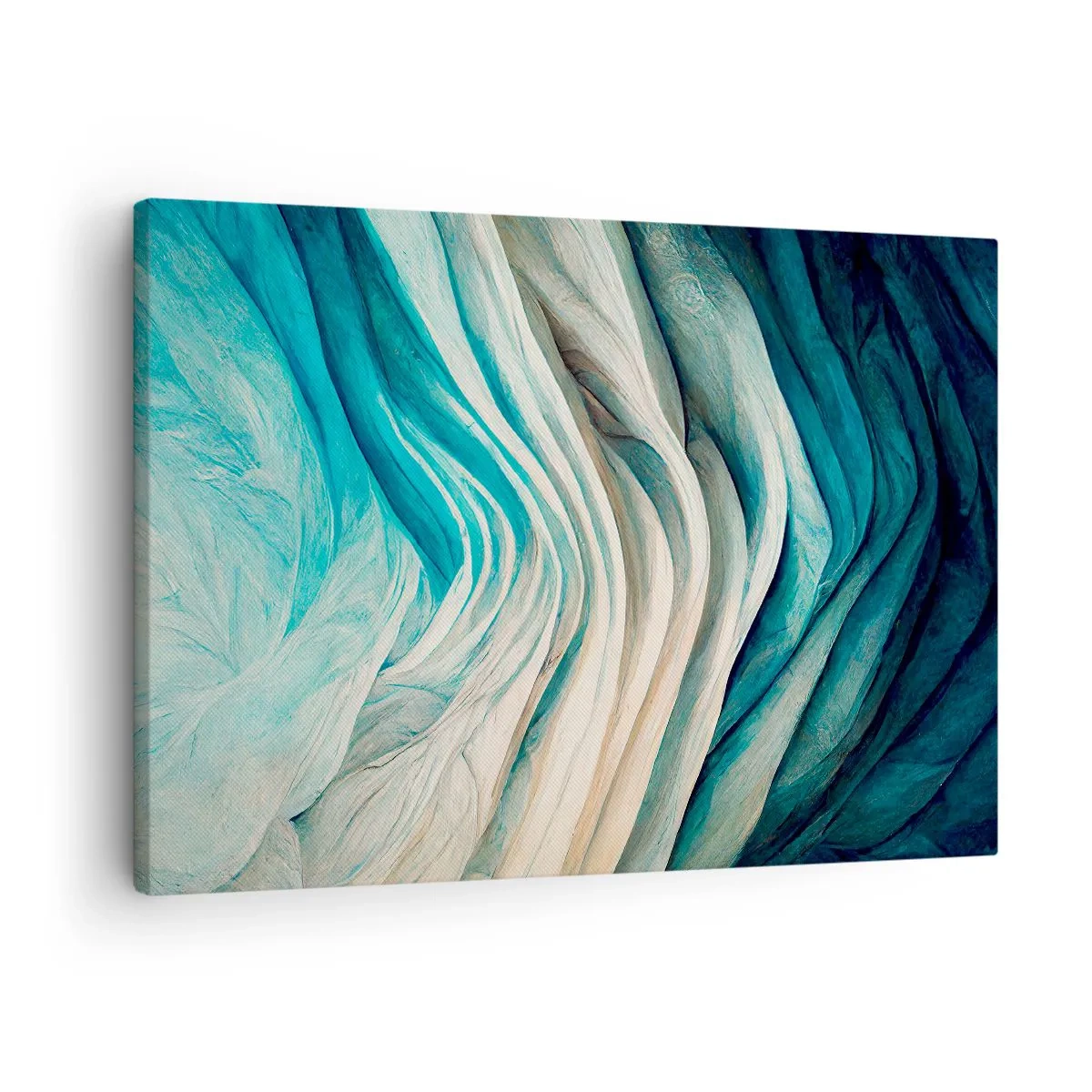 Impression sur toile - Image sur toile - Ondes dynamiques dans des tons de bleu et de blanc - 70x50cm - Insatiabilité bleue - Décoration murale moderne pour le salon et la chambre ARTTOR