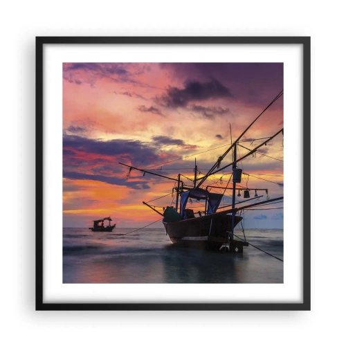 Affiche dans un cadre noir - Poster - Soirée exotique - 50x50 cm