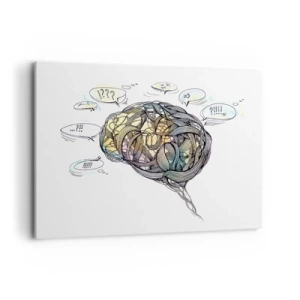 Impression sur toile - Image sur toile - Une vision artistique du cerveau avec des éléments colorés - 120x80cm - L'homme - un grand mystère - Décoration murale moderne pour le salon et la chambre ARTTOR