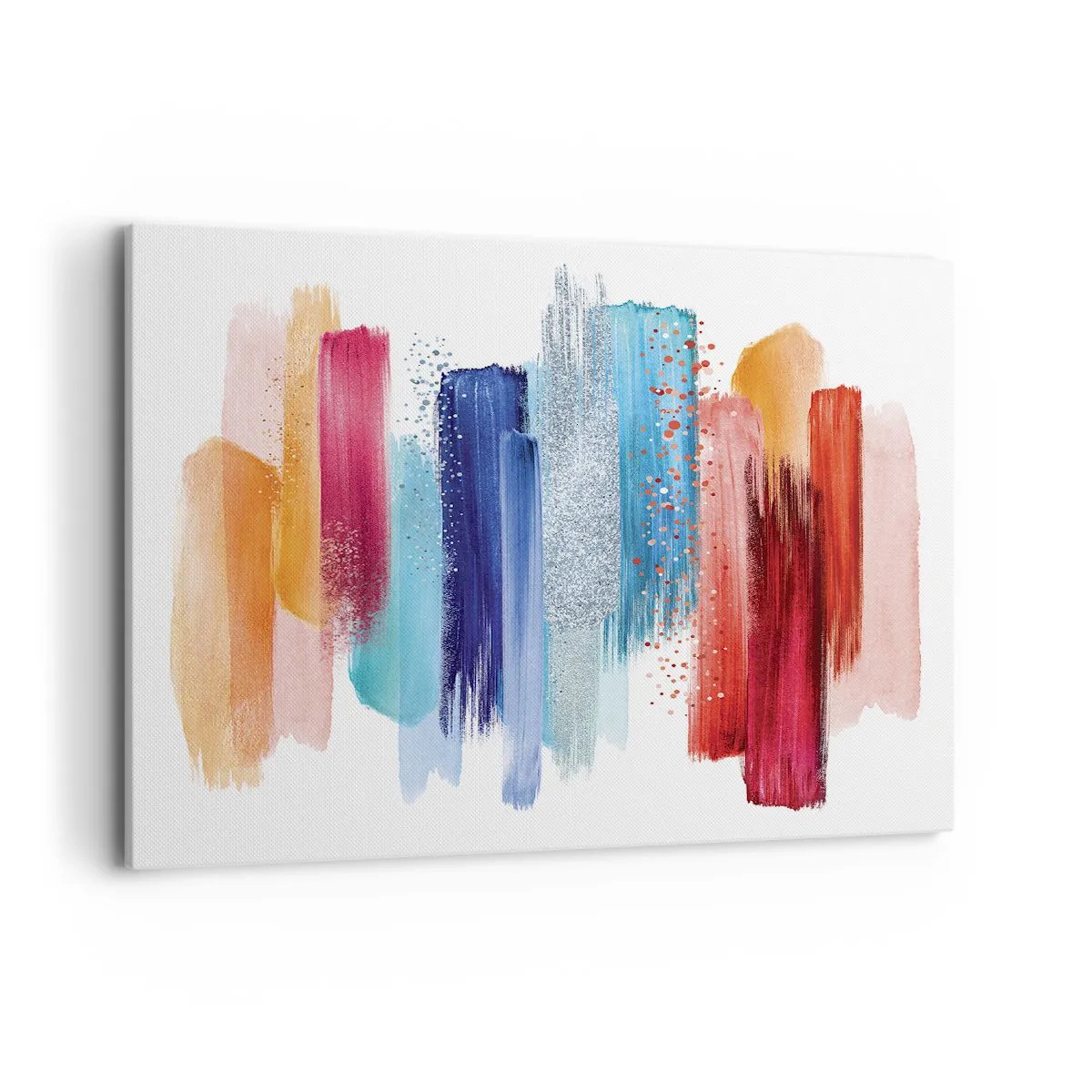 Impression sur toile - Image sur toile - Coups de pinceau colorés sur fond blanc - 100x70cm - En haut et en bas - Décoration murale moderne pour le salon et la chambre ARTTOR