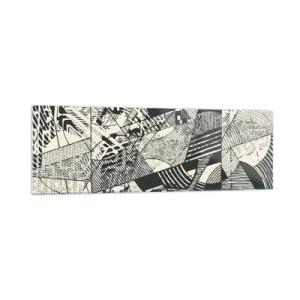 Impression sur verre - Image sur verre - Motifs géométriques abstraits dans des tons de vert sur fond clair - 160x50cm - Dynamique du modernisme - Décoration murale moderne pour le salon et la chambre ARTTOR