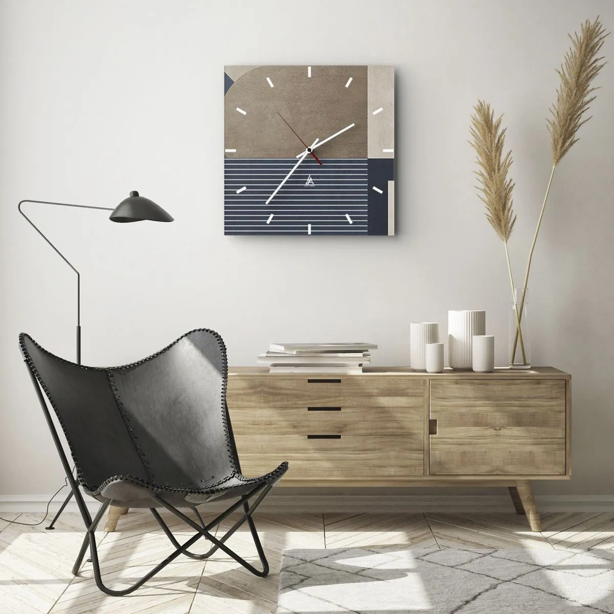 Horloge murale - Pendule murale - Composition simple et en rondeur - 30x30 cm