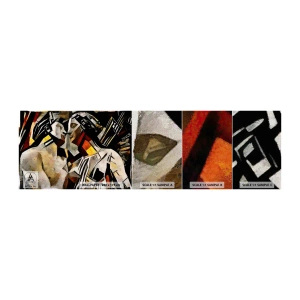 Échantillon de Papier Peint Premium Canvas - Un baiser sculptural - Couple amoureux, Cubisme, Baiser - 100x30 cm