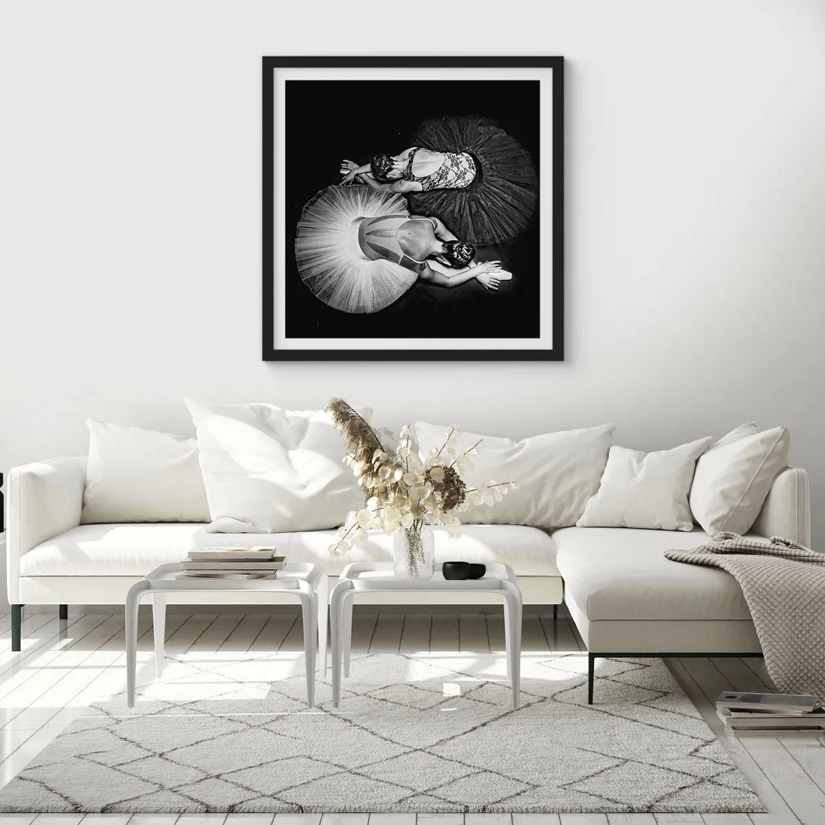 Affiche dans un cadre noir - Poster - Jin et jang – équilibre idéal - 40x40 cm