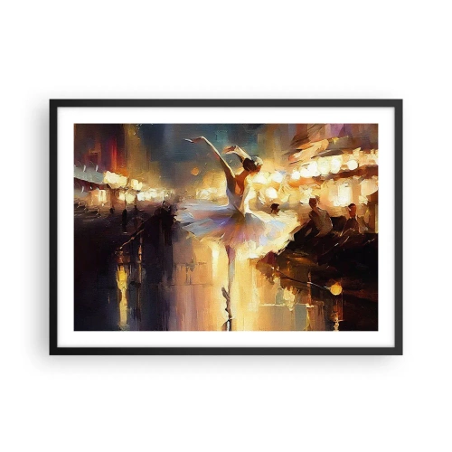 Affiche dans un cadre noir - Poster - Une ballerine dansant devant une scène éclairée - 70x50cm - Miracle dans la rue - Décoration murale moderne pour le salon et la chambre ARTTOR