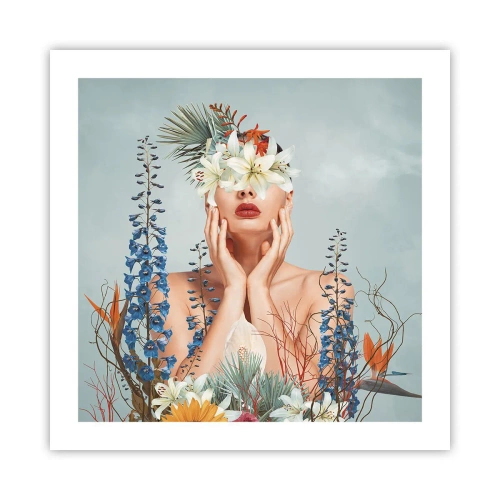 Affiche - Poster - Femme - fleur - 50x50 cm