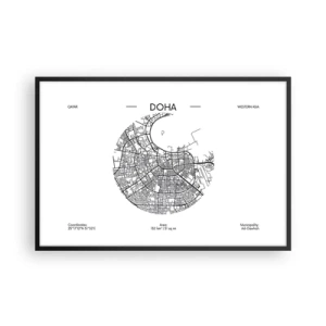 Affiche dans un cadre noir - Poster - Anatomie de Doha - 91x61 cm