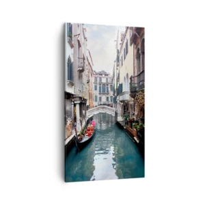 Impression sur toile - Image sur toile - Paysage vénitien avec une gondole et un pont - 45x80 cm