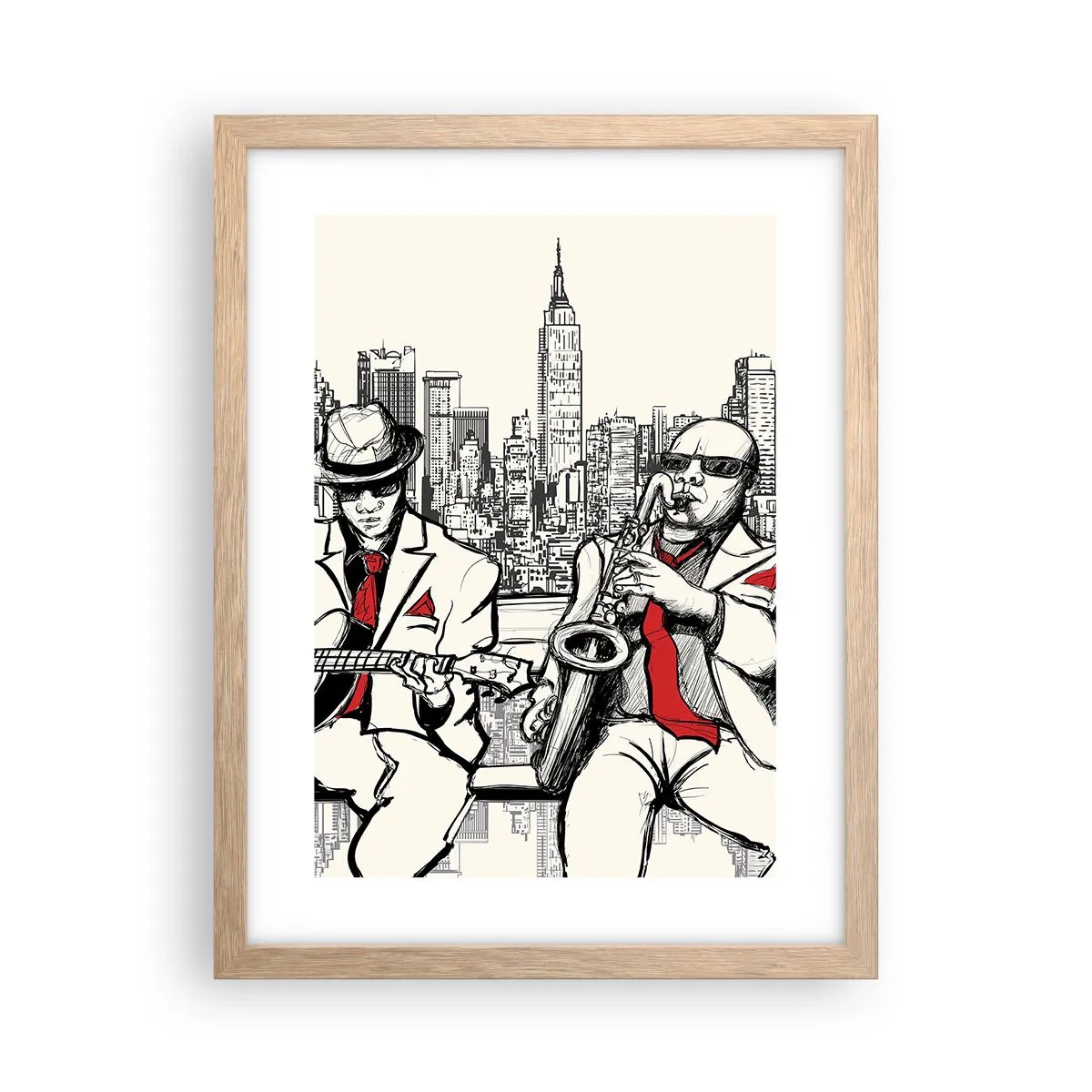 Affiche dans un chêne clair - Poster - improvisation new-yorkaise - 30x40 cm