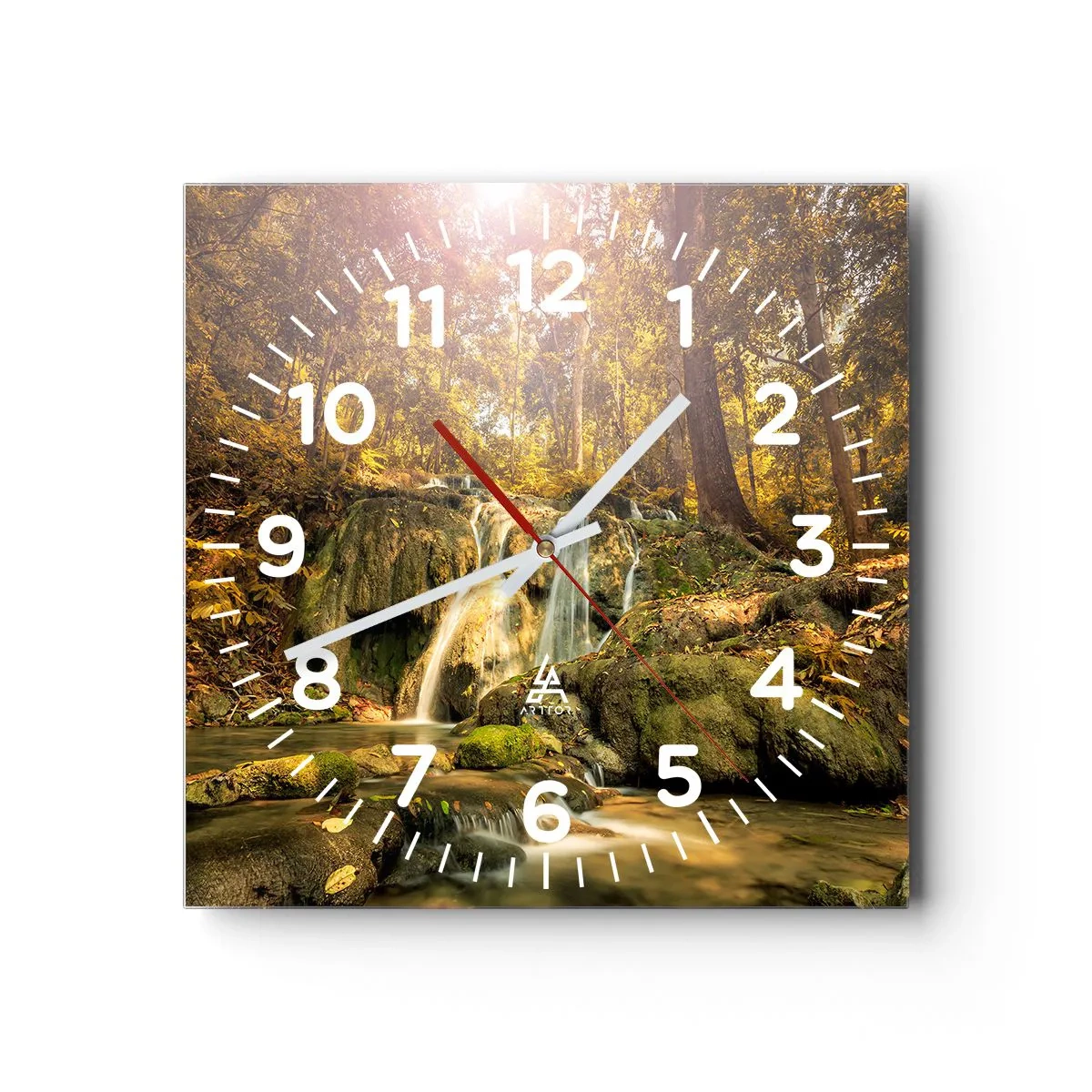 Horloge murale - Pendule murale - Cascade de forêt en vert - 30x30 cm