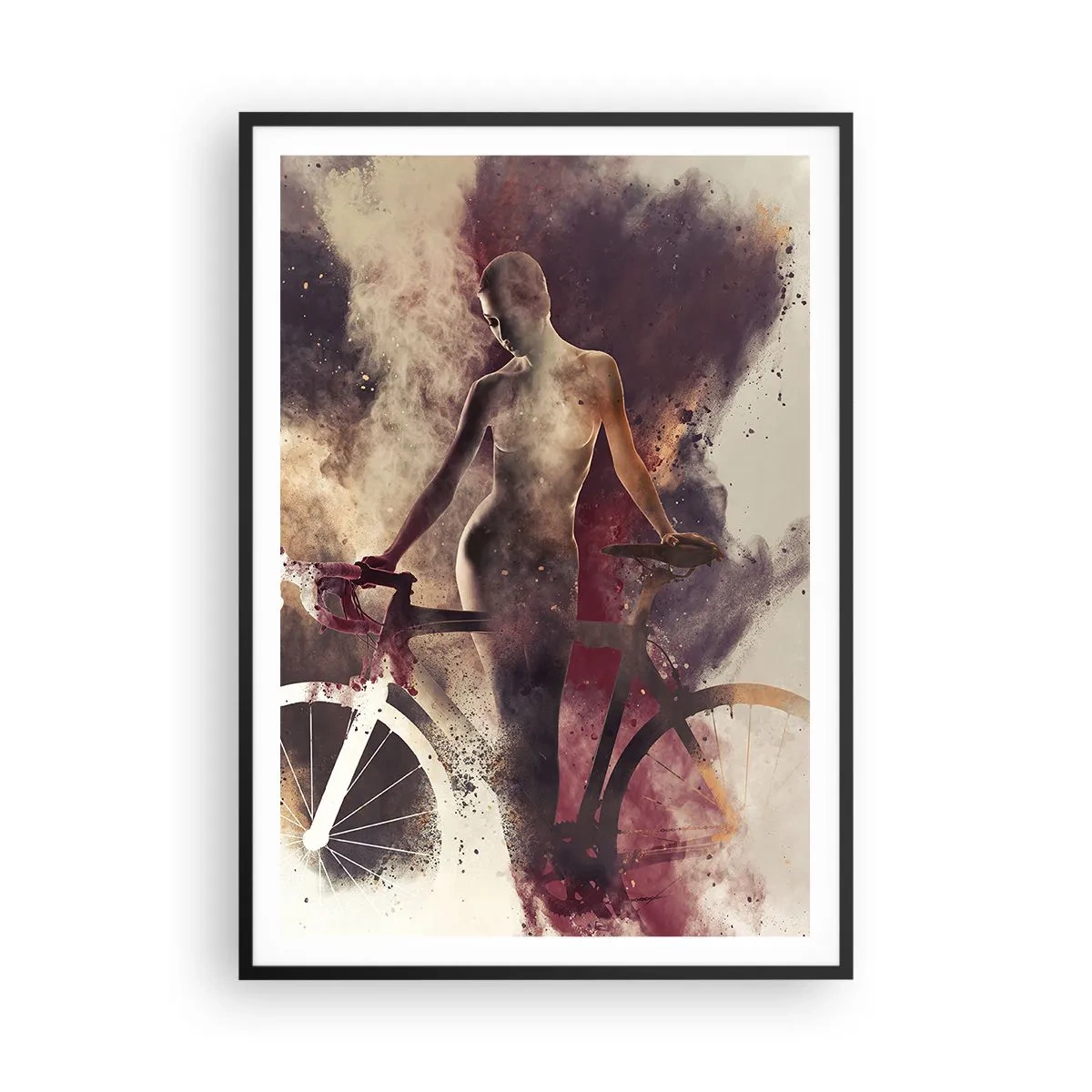 Affiche dans un cadre noir - Poster - Une âme de vélo aux formes marbrées - 70x100 cm