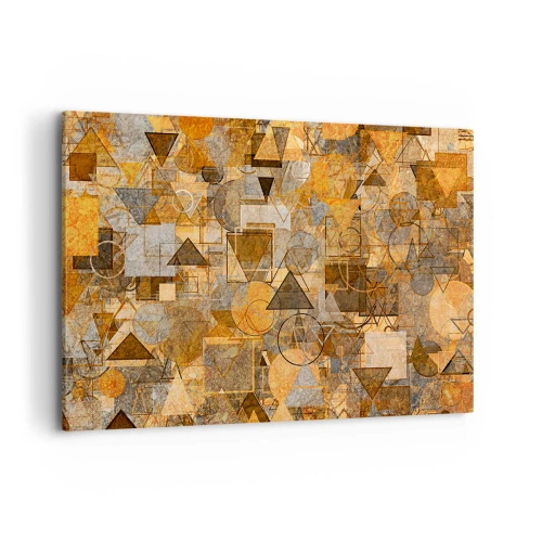 Impression sur toile - Image sur toile - Motifs géométriques abstraits dans des tons dorés - 120x80cm - Le monde en forme - Décoration murale moderne pour le salon et la chambre ARTTOR