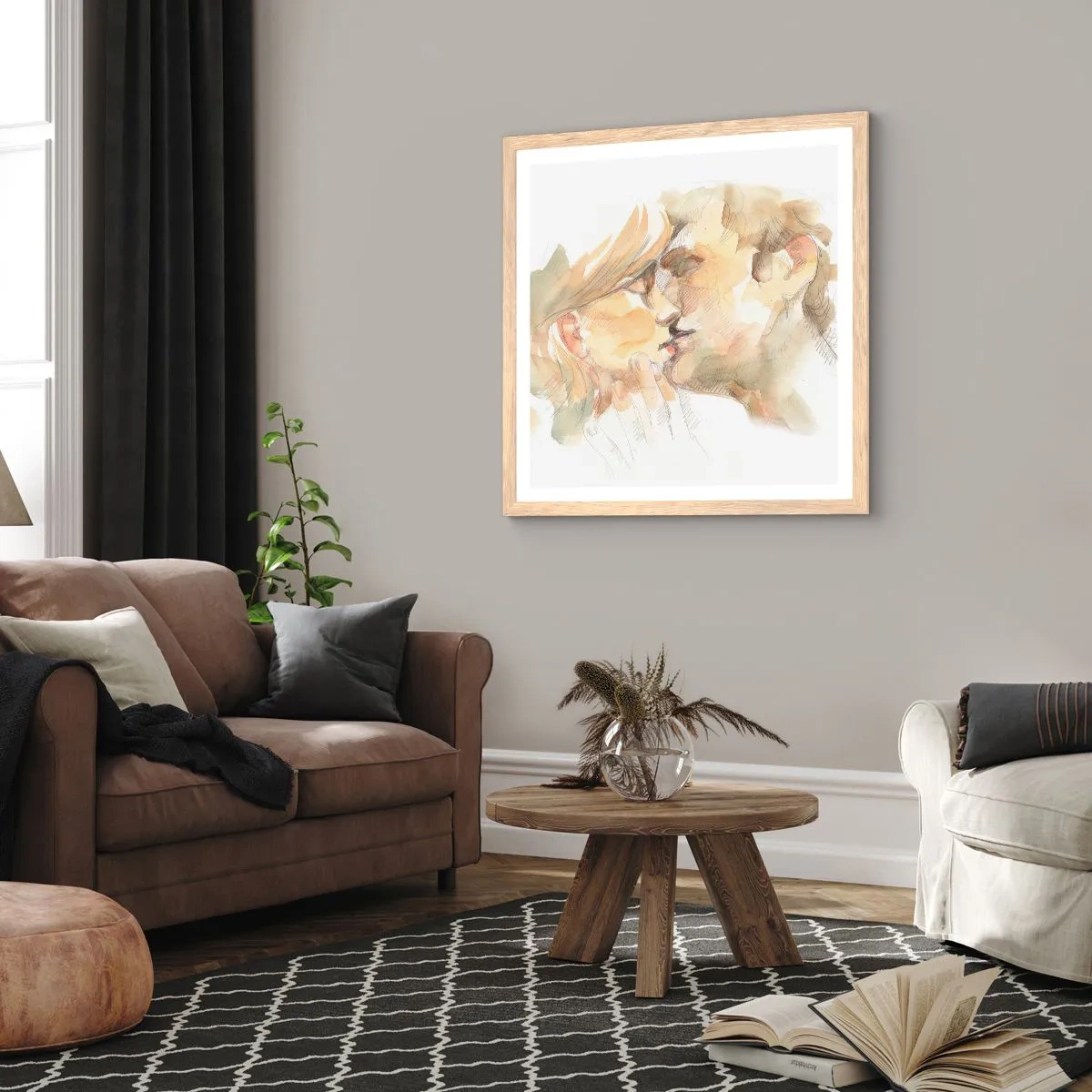 Affiche dans un chêne clair - Poster - A moitié trouvé ? - 30x30 cm