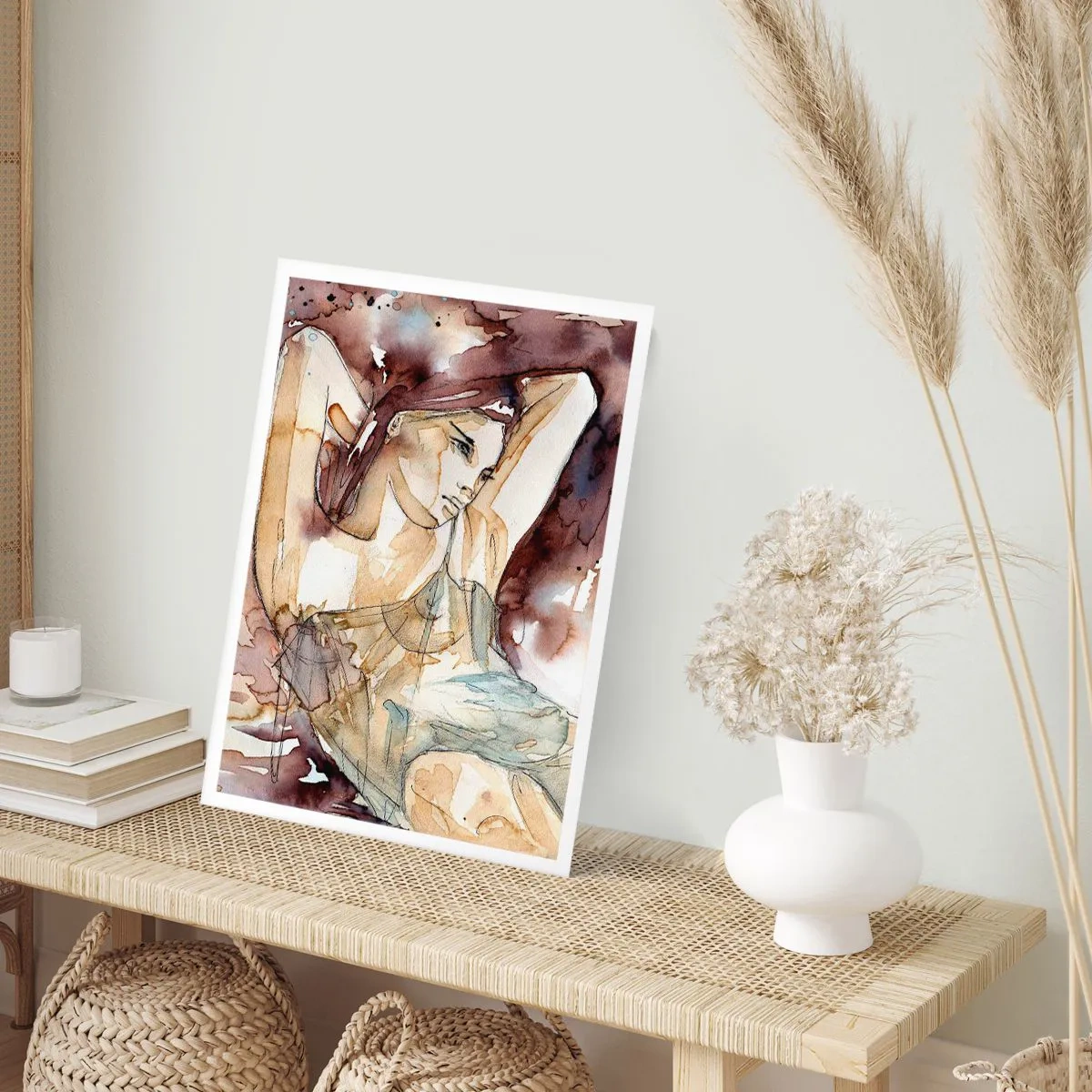 Affiche - Poster - Silhouette artistique d'une femme dans les tons marron - 50x70cm - D'humeur lilas - Décoration murale moderne pour le salon et la chambre ARTTOR