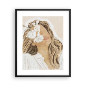 Affiche dans un cadre noir - Poster - Ravie parmi les fleurs - 40x50 cm