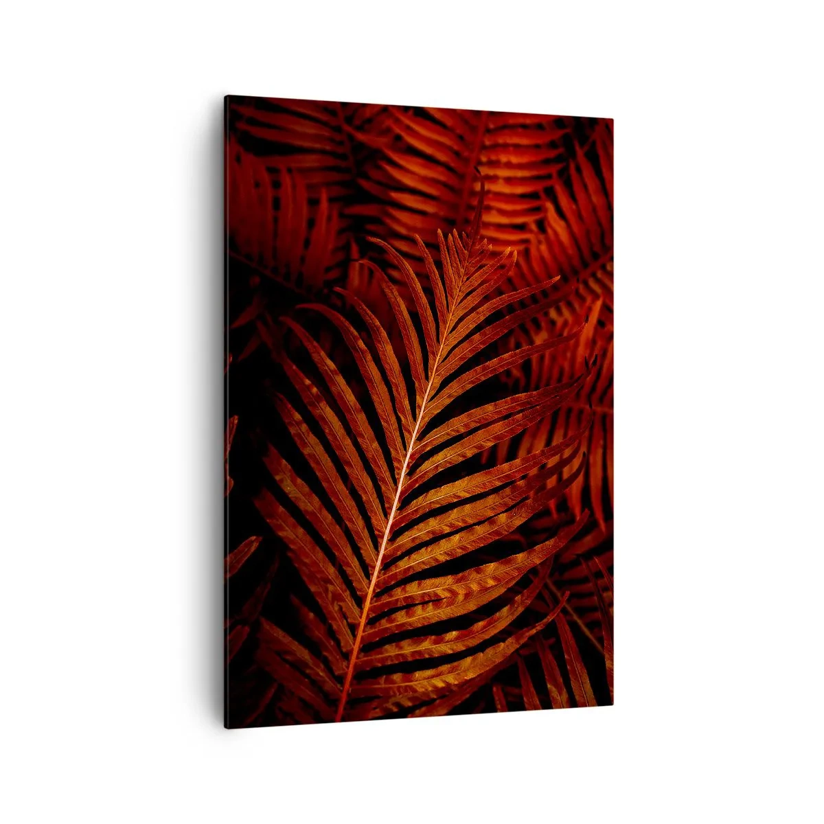 Impression sur toile - Image sur toile - Gros plan de feuilles tropicales rouges - 70x100cm - Chaleur de la vie - Décoration murale moderne pour le salon et la chambre ARTTOR