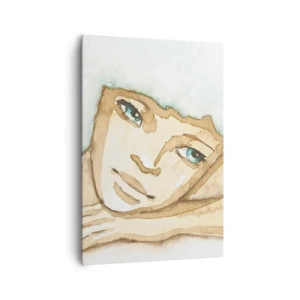 Impression sur toile - Image sur toile - Portrait artistique d'une femme aux couleurs pastel - 70x100cm - L'arbre de la poésie naît du silence - Décoration murale moderne pour le salon et la chambre ARTTOR