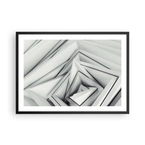 Affiche dans un cadre noir - Poster - Une composition abstraite de formes géométriques dans des tons de gris. - 70x50cm - Bourgeon d’angles vifs - Décoration murale moderne pour le salon et la chambre ARTTOR