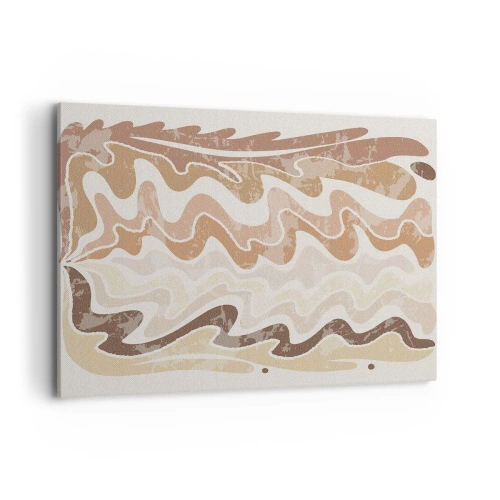 Impression sur toile - Image sur toile - Lignes abstraites ondulées dans des tons beiges - 100x70cm - Bonne énergie – bonnes émotions - Décoration murale moderne pour le salon et la chambre ARTTOR