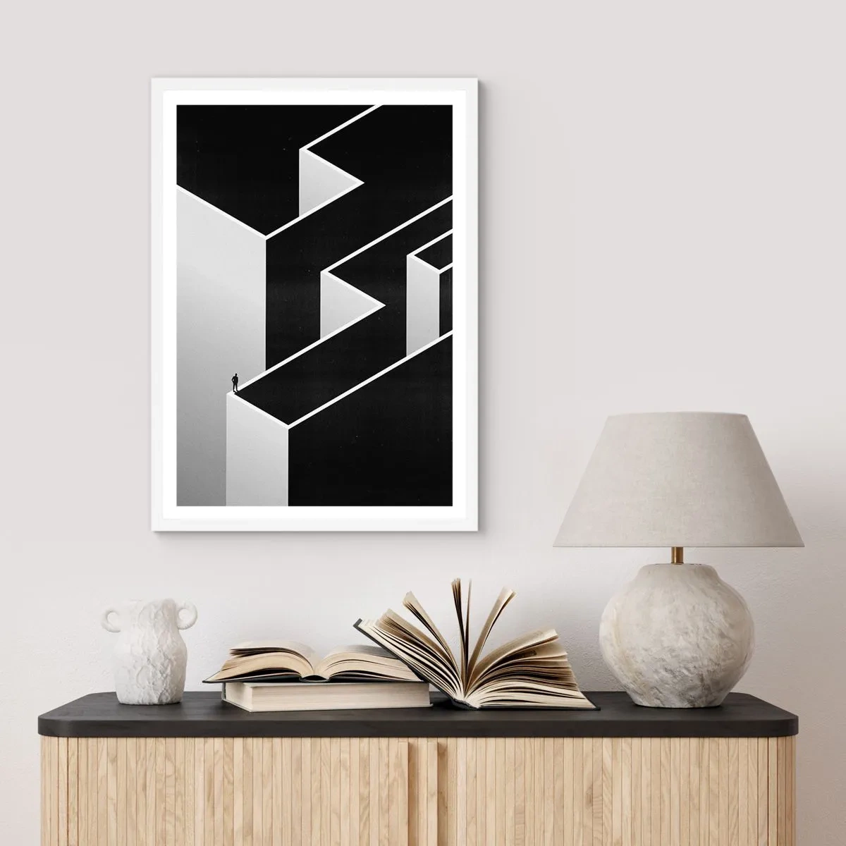 Affiche dans un cadre blanc - Poster - La solitude au sommet - 70x100 cm