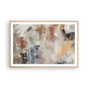 Affiche dans un chêne clair - Poster - Abstraction brumeuse - 91x61 cm