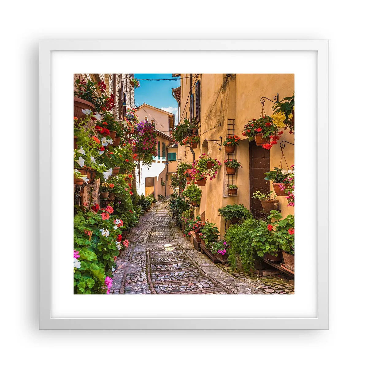 Affiche dans un cadre blanc - Poster - Ruelle italienne - 40x40 cm