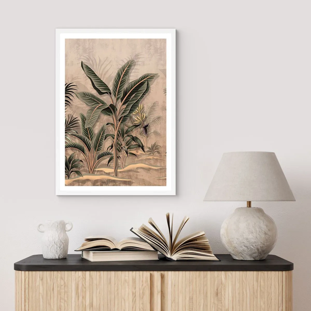 Affiche dans un cadre blanc - Poster - Une gravure de style colonial - 70x100 cm
