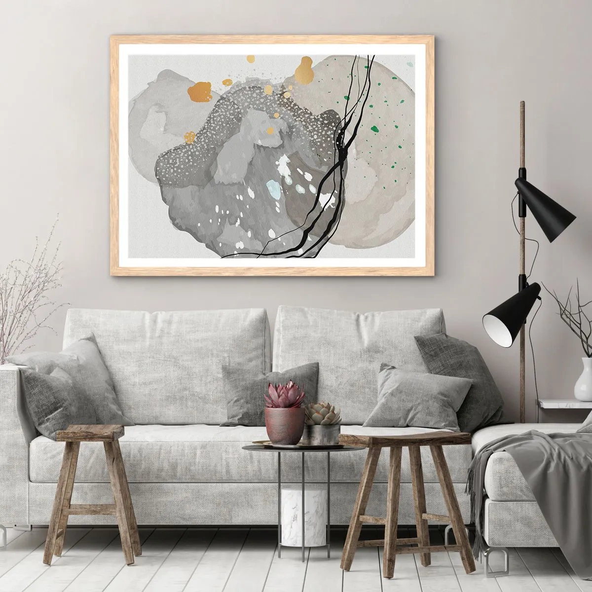 Affiche dans un chêne clair - Poster - Composition organique - 100x70 cm