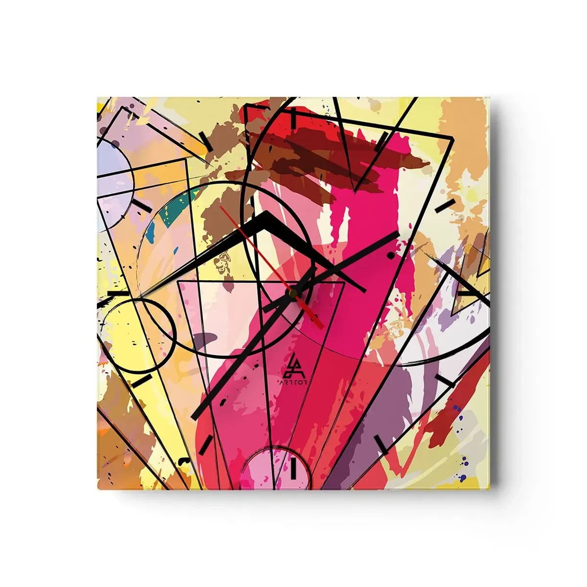 Horloge murale - Pendule murale - Abstraction avec des lignes et des formes géométriques - 30x30cm - Explosion - Décoration murale moderne pour le salon et la chambre ARTTOR