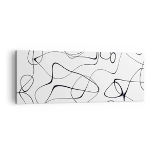 Impression sur toile - Image sur toile - Lignes noires abstraites sur fond blanc dans un style minimaliste - 140x50cm - Le chemin de la vie, les voies du hasard - Décoration murale moderne pour le salon et la chambre ARTTOR