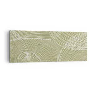 Impression sur toile - Image sur toile - Lignes vertes et blanches dans une composition abstraite - 140x50cm - Abstraction complexe de blanc - Décoration murale moderne pour le salon et la chambre ARTTOR