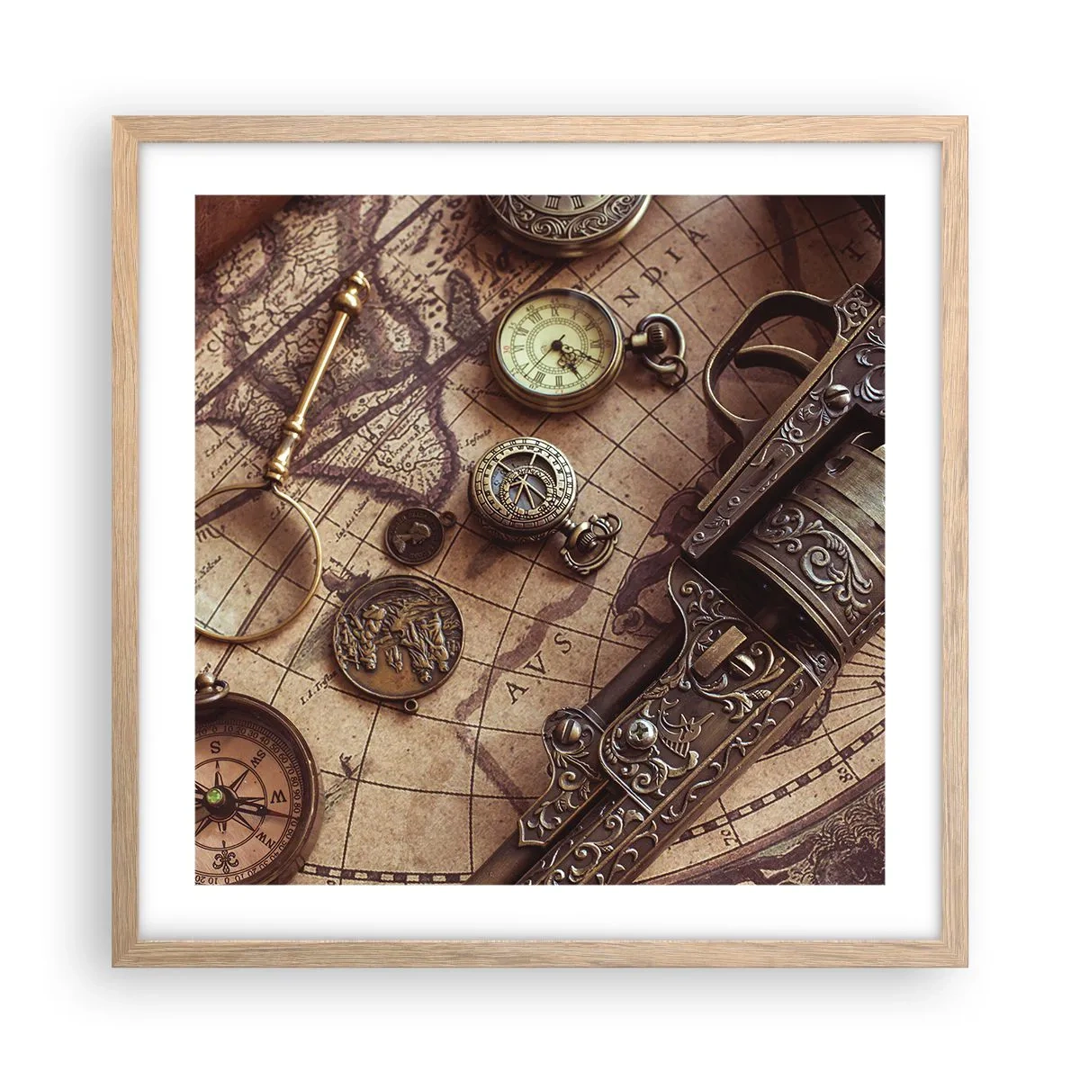 Affiche dans un chêne clair - Poster - L'aventure appelle - 50x50 cm